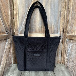 Vera Bradley Black Velvet Quilted Tote Shoulder Handbag Purse